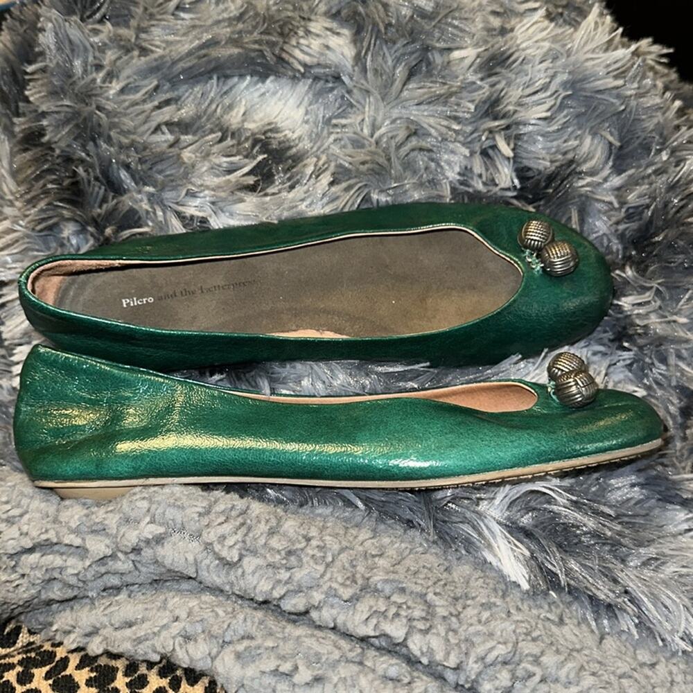Pilcro and the Letterpress Green Leather Ballet Flats size 6 - Picture 3 of 7